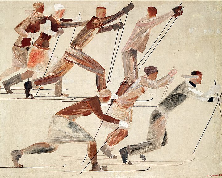 Александр Дейнека. «Лыжники». 1931. Выставка «Художники у станка. Искусство после революции». Фото: Государственная Третьяковская галерея