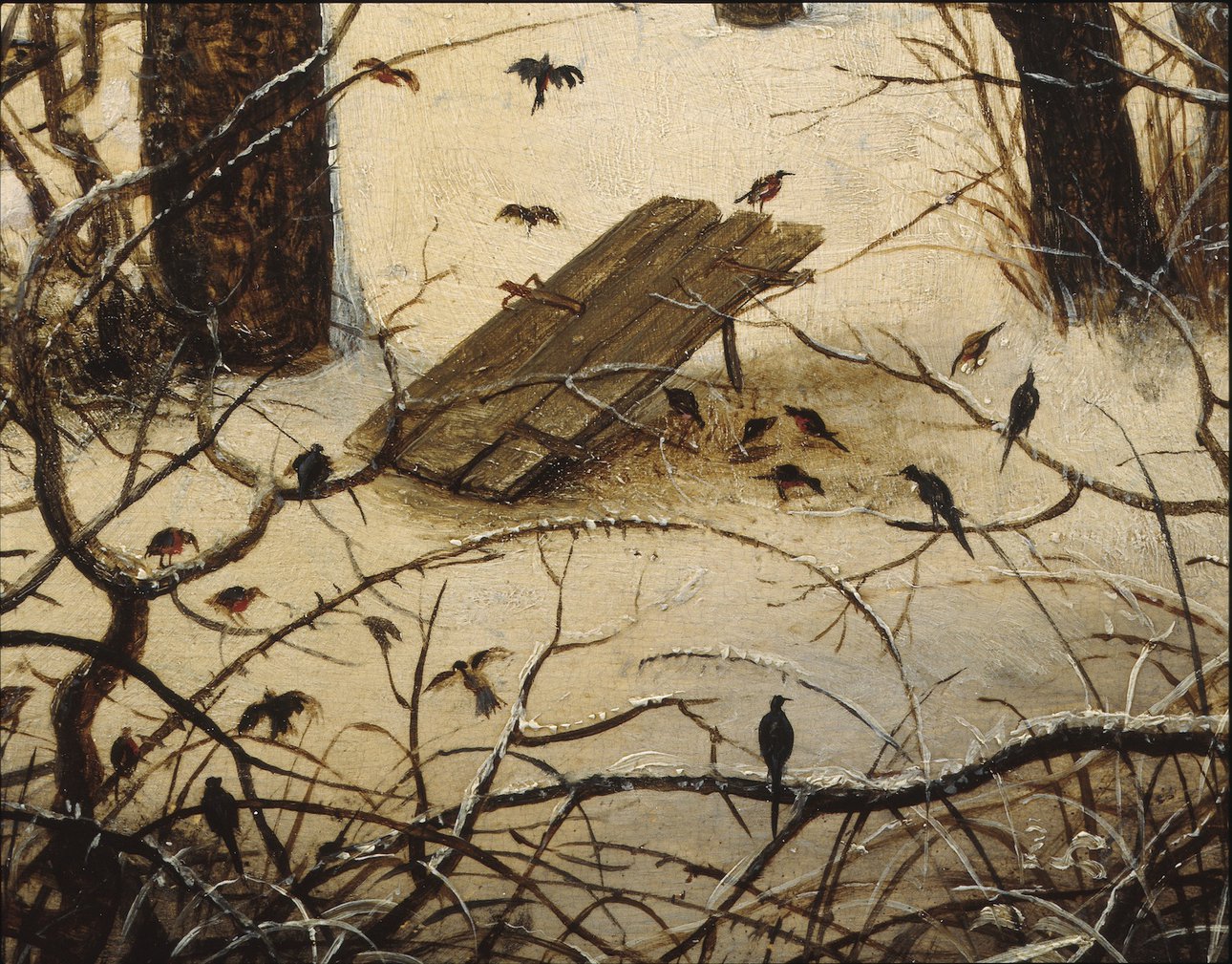 Питер Брейгель Старший. «Зимний пейзаж с ловушкой для птиц». Фрагмент. Королевские музеи изящных искусств Бельгии, Брюссель. Фото: KIK-IRPA, Brussel