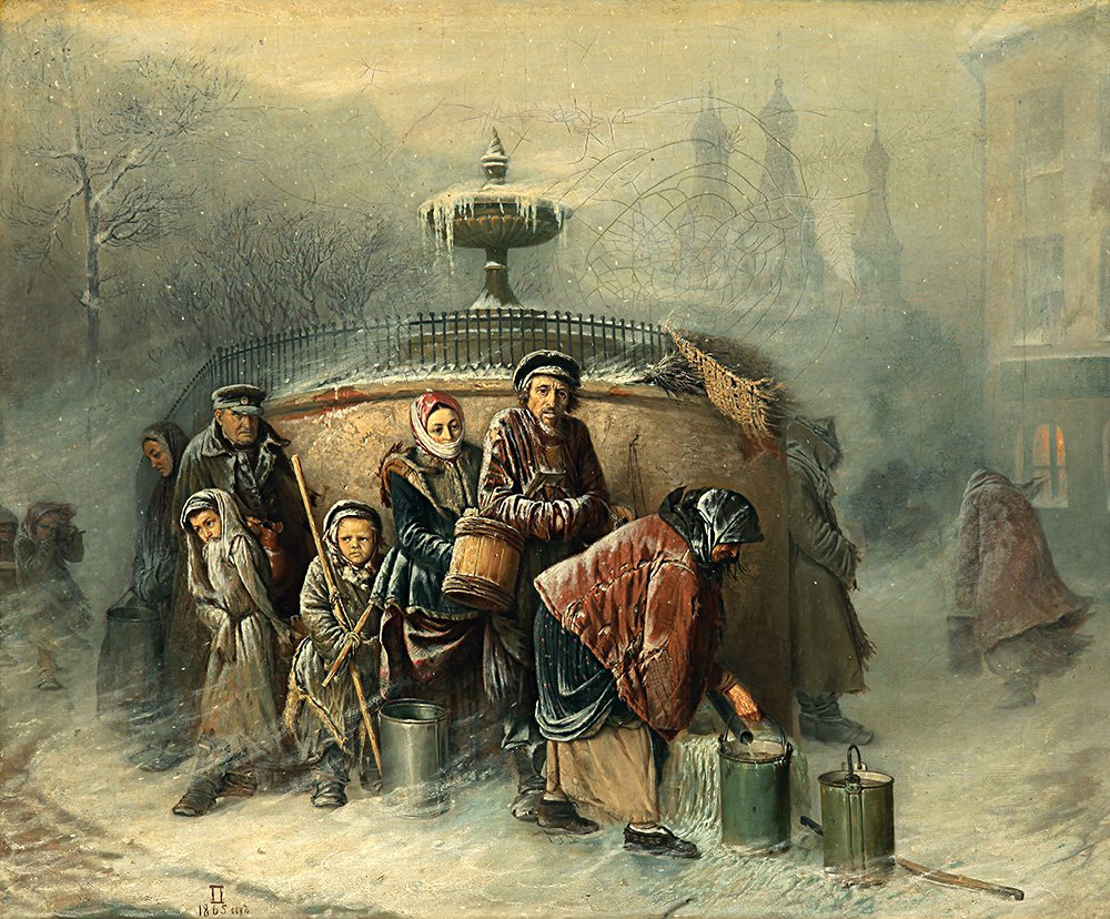 Василий Перов. «Очередные у бассейна». 1865. Фото: Национальный художественный музей Республики Беларусь