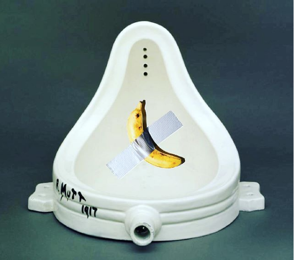 Роберт Стивенс. Duchamp Fountain (1917) x Cattelan Banana (2019). Фото: www.instagram.com/robertsteve