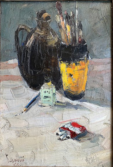 Борис Шагин. «Натюрморт (с кистями)». 1967. Частная коллекция. Фото: Архив Тани Пёникер