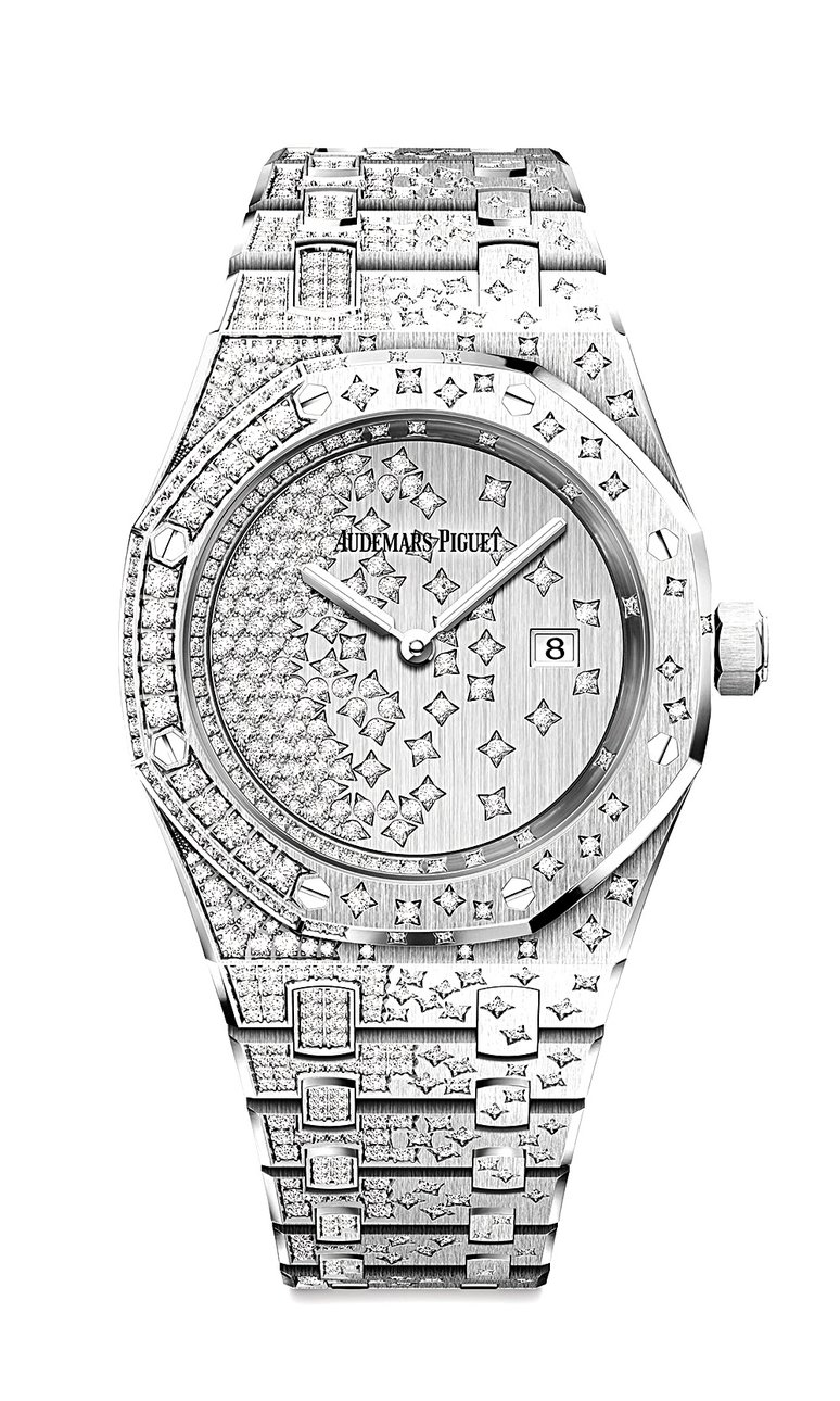 Часы Audemars Piguet Royal Oak Quartz из розового и белого золота с бриллиантами