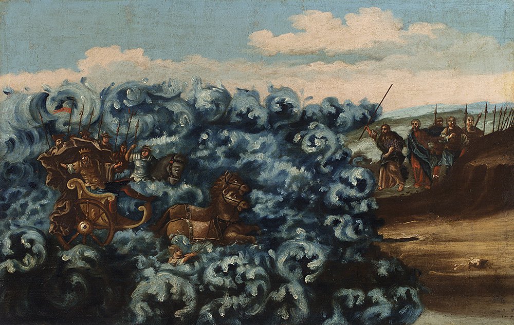 «Гибель войска фараона в Чермном море». Конец XVIII в., Вологда. Фото: Центральный музей древнерусской культуры и искусства имени Андрея Рублева