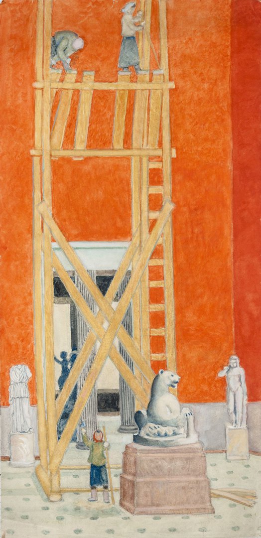 Владимир Стерлигов. Реставрационные работы в Эрмитаже. 1946 г. Акварель. Собрание И.А. Стерлиговой