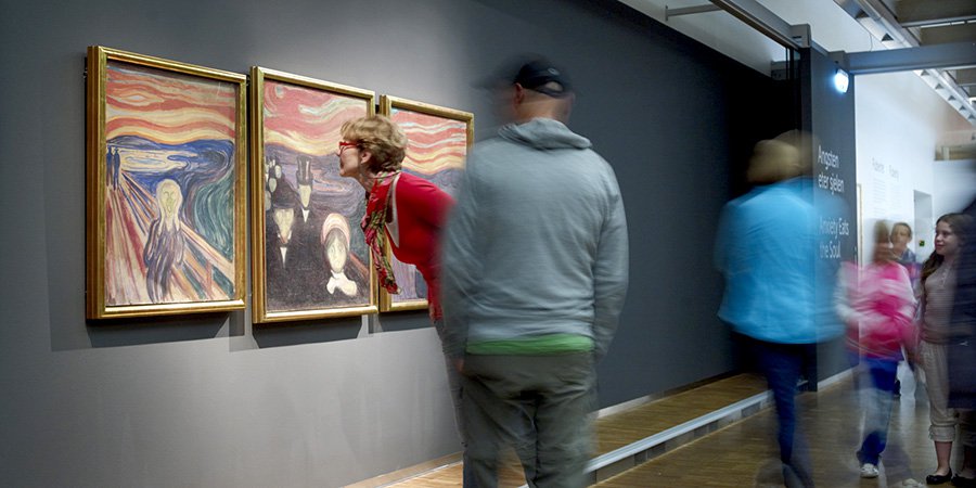 Картина Эдварда Мунка «Крик» (1893) в экспозиции музея. Фото: The National Gallery, Oslo
