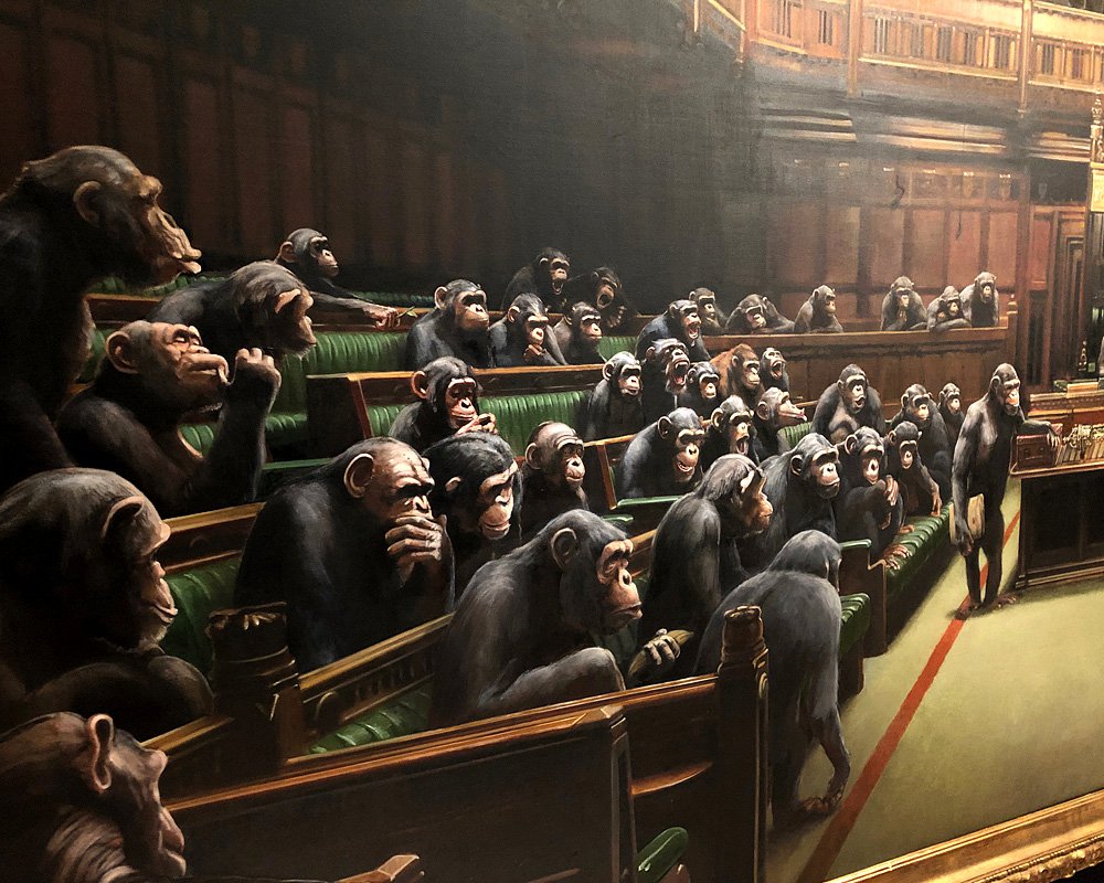 Бэнкси. «Деградировавший парламент». Фрагмент. Картина продана за £9,9 млн. Фото: Ильдар Галеев