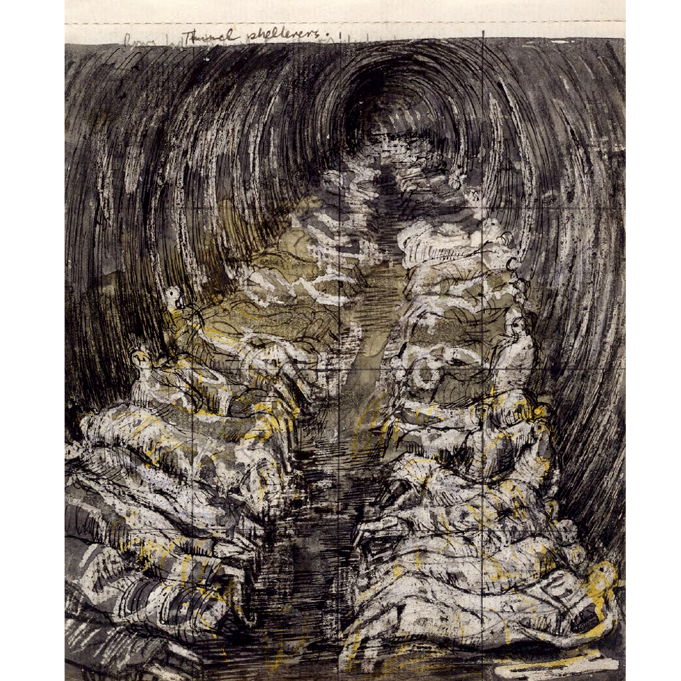 Генри Мур. Этюд для картины «‎Перспектива убежища в метро». 1941. Фото: Фонд Генри Мура