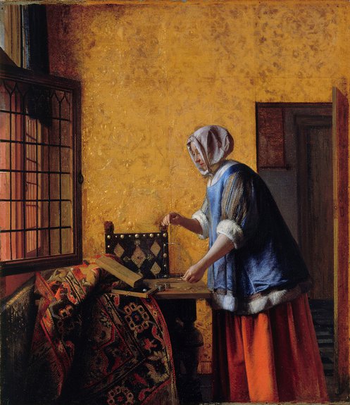 Питер де Хох. «Женщина, взвешивающая золото». 1664. Фото: © BPK Berli