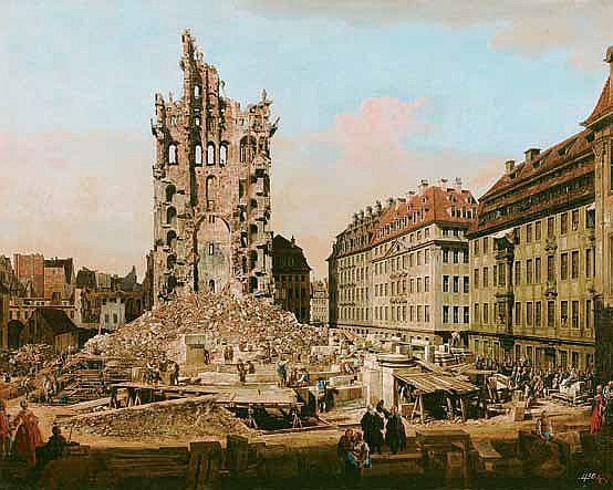 Бернардо Беллотто. «Руины Кройцкирхе в Дрездене»
