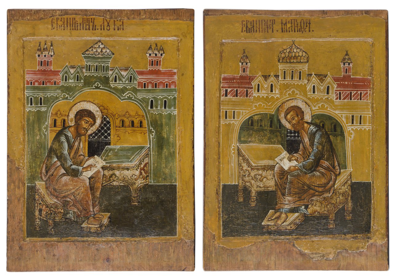 Евангелисты св. Лука и св.Матфей. Россия, около 1700. Галерея Toth-Ikonen© TEFAF
