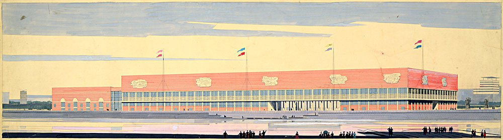 Н.П.Сукоян, Ю.Н.Шевердяев при участии В.В.Васильевой, М.Н.Круглова, П.И.Скокана. Выставочное здание СХ СССР (Центральный дом художника). Чертеж. Фото: Государственный музей архитектуры им. А.В.Щусева