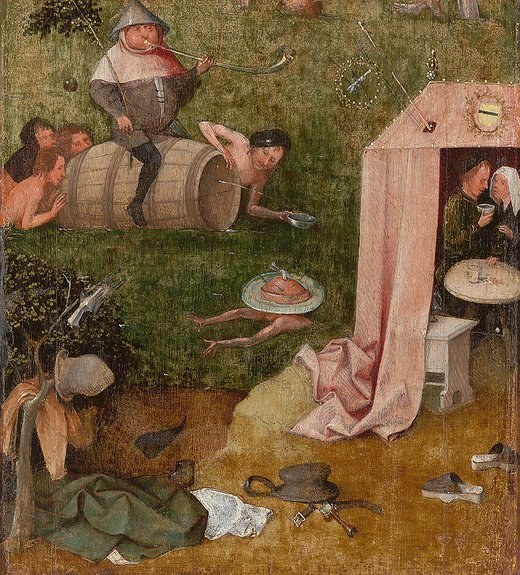Иероним Босх. «Чревоугодие». Фрагмент триптиха «Корабль дураков». 1500–1510. Художественная галерея Йельского университета. © Photo Rik Klein Gotink and image processing Robert G. Erdmann for the Bosch Research and Conservation Project