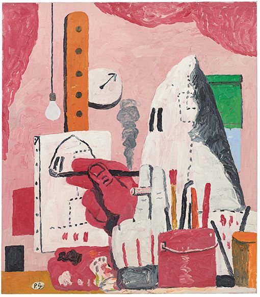 Картина Филипа Гастона для The Studio, на которой он изображает себя в роли члена ку-клукс-клана. 1969. Фото: the estate of Philip Gusto
