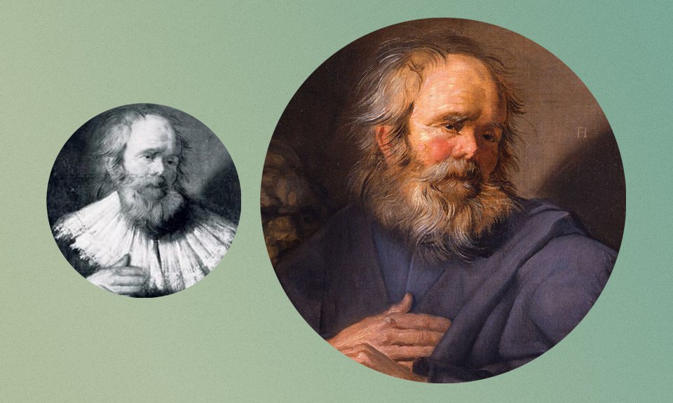 Франс Халс. «Святой Марк». 1625-1630. Фрагмент до и после реставрации. Фото: Wikipedia Commons