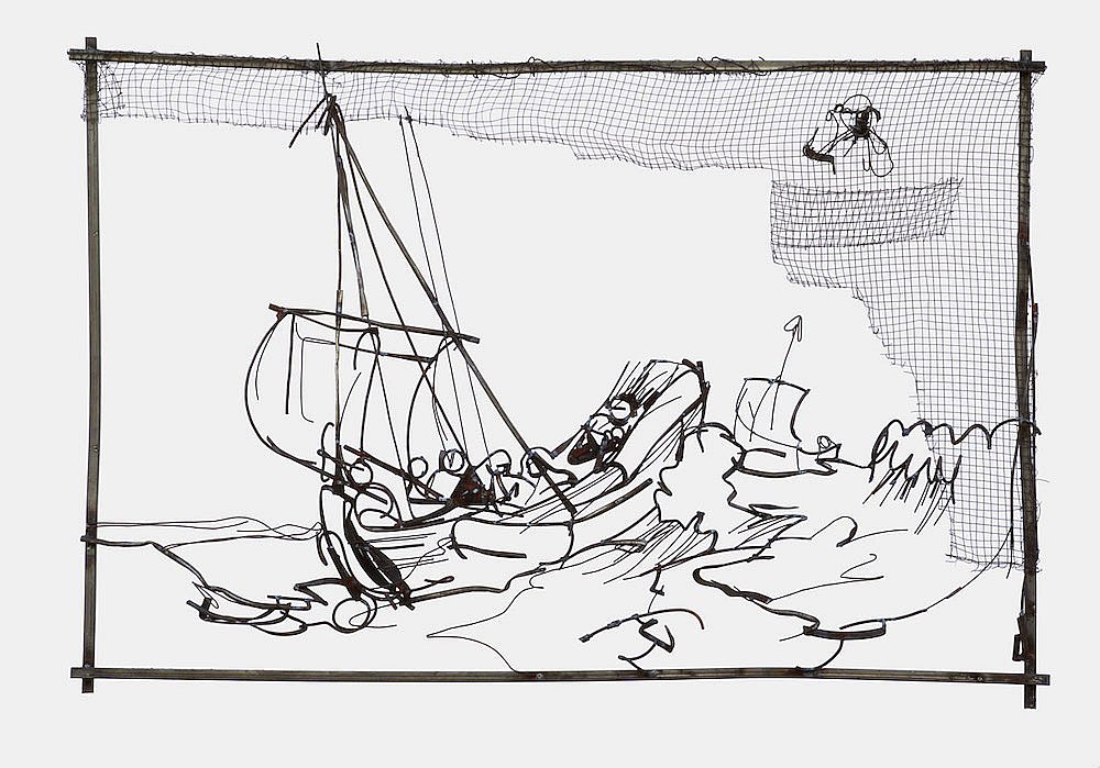 Дмитрий Гутов. Христос во время бури на Галилейском море. 2009. Металл, сварка. 126 х 185 х 34 см.