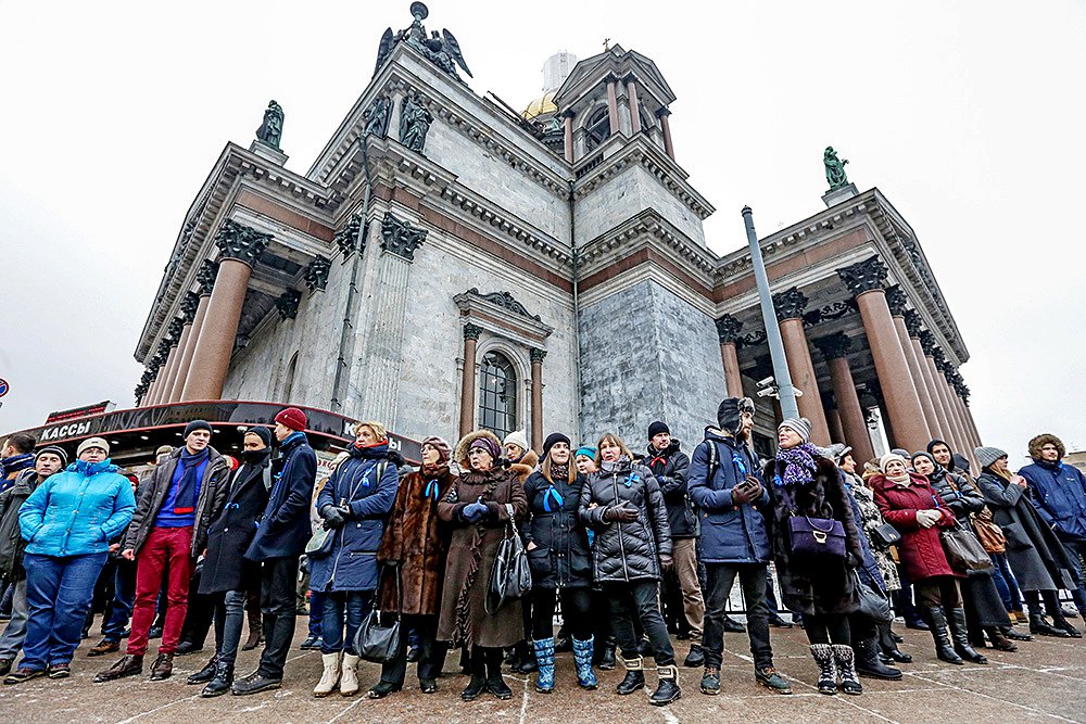 Акция против передачи Исаакиевского собора РПЦ. Санкт-Петербург, 12 февраля 2017 года. Фото: Сергей Коньков/ТАСС