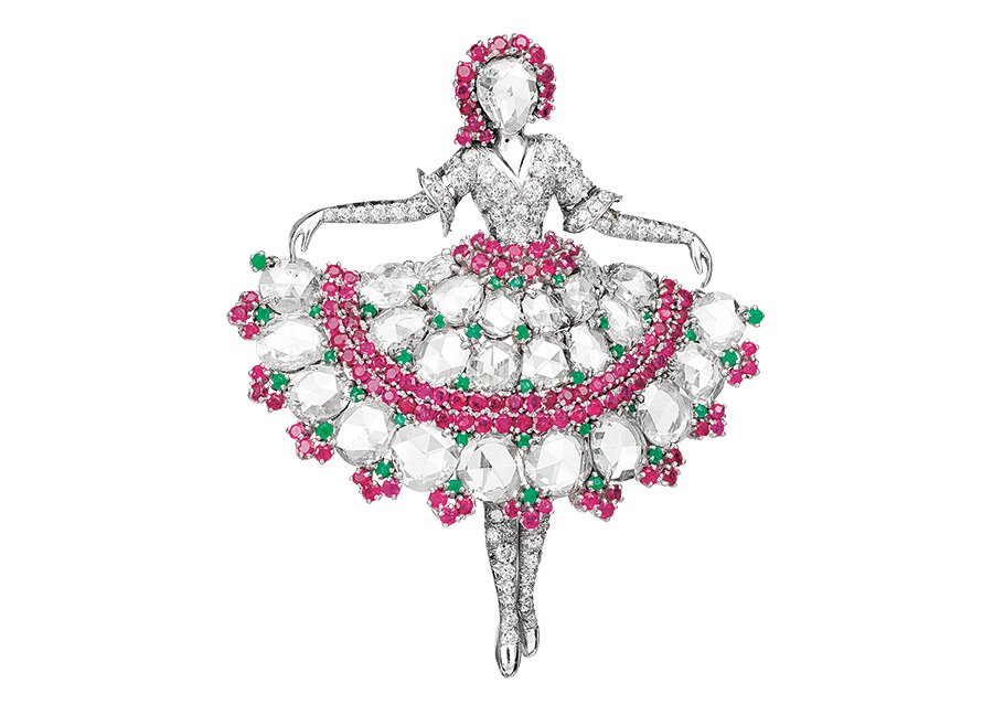 Брошь Ballerina. 1943. Платина, рубины, изумруды, бриллианты. Фото: Van Cleef & Arpel