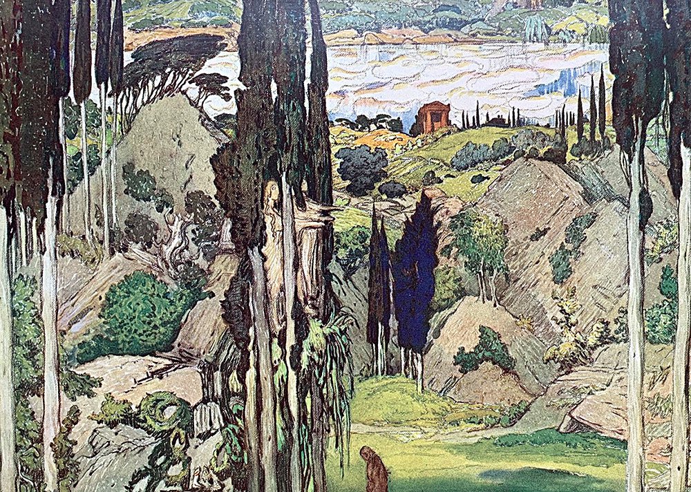 Лев Бакст. Эскиз декорации к балету «Дафнис и Хлоя». 1913. Фото: Новое литературное обозрение