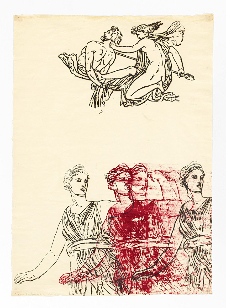 Nancy Spero. «Артемида, Богиня и Кентавр». 1983. Фото: 2019 The Nancy Spero and Leon Golub Foundation for the Arts/Licensed by VAGA at ARS, NY, courtesy Galerie Lelong & Co / Christopher Burke Studio