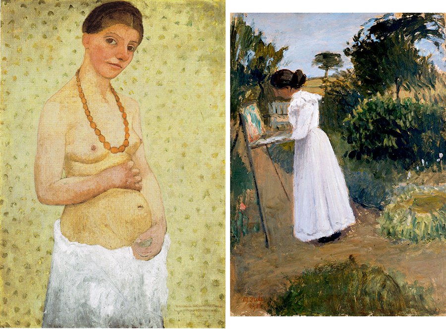 Паула Модерзон-Беккер. «Автопортрет на шестой годовщине брака». 1906. Фото: Paula Modersohn-Becker FoundationОтто Модерзон. «Паула Модерзон-Беккер за живописью в саду». 1901. Фото: Paula Modersohn-Becker Museum