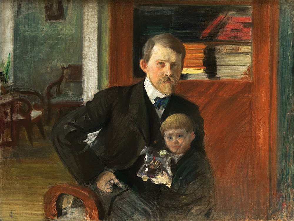 Борис Кустодиев. «Автопортрет с сыном Кириллом». 1907–1909. Фото: Антикварная галерея «Петербург»