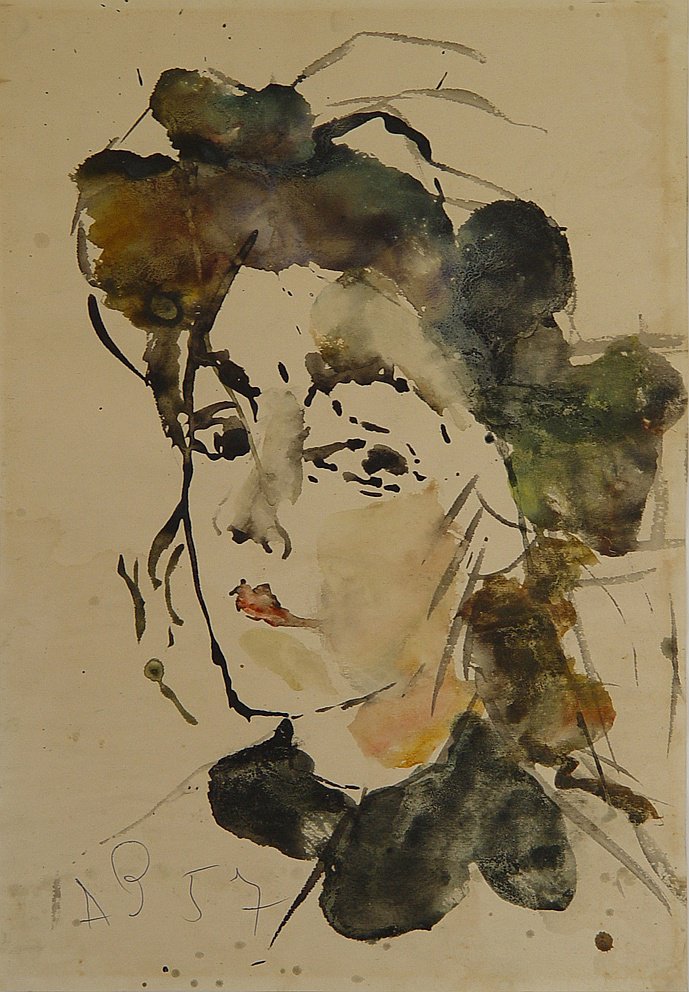 Анатолия Зверев. Портрет Инны Костаки. 1957. (с) Музей АЗ