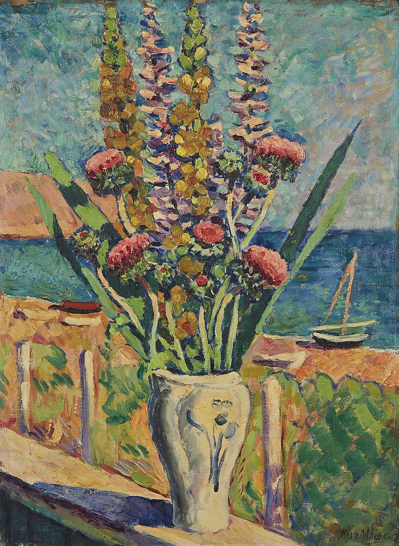 Илья Машков. «Букет цветов в вазе на фоне моря». 1916. Christie’s