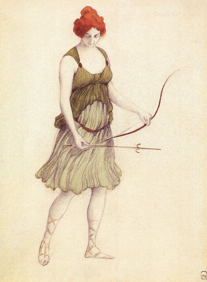 Leon Bakst. La Nymphe de Diane. 1901. Costume design for Clement Leo Delibes`s ballet Sylvia Mariinsky Theatre. (с) Государственный Русский музей