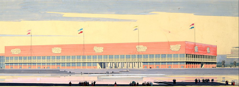 Здание ЦДХ и Новой Третьяковки. Эскиз. Фото: Музей архитектуры имени Щусева