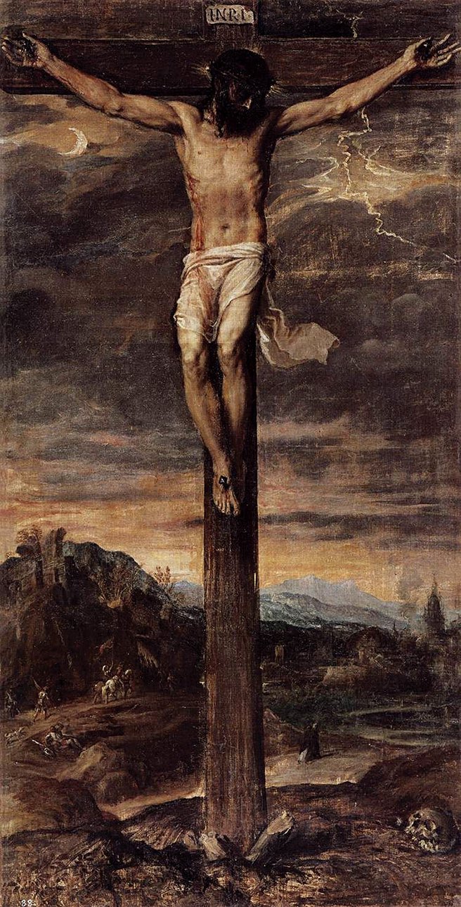 Тициан. «Распятие». Около 1555. Холст, масло. 214х109 см. Монастырь Сан-Лоренсо-де-эль-Эскориал. Фото: Via wikicommo