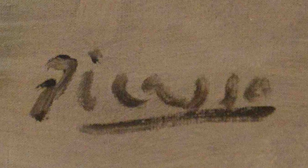 Подпись Пабло Пикасо на картине «Женщина в белом». 1923. Courtesy of Met Museum