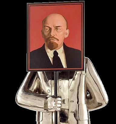 Григорий Брускин. Мужчина с портретом Ленина. 1990, фрагмент