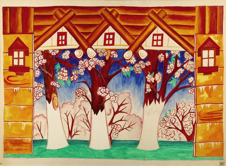 Наталия Гончарова. Эскиз декорации к балету «Золотой петушок». 1937. Sotheby’s, эстимейт £30–50 тыс.
