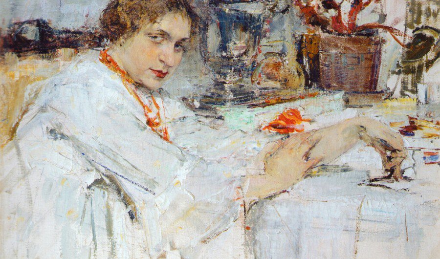 Николай Фешин. «За самоваром. Портрет О.М.Ясеневой». Фото: Ельцин Центр/Энциклопедия русского авангарда