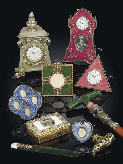 Подборка произведений фирмы Фаберже, из королевской коллекции дома Саксен-Кобург-Гота. Christie’s, эстимейты от £6 тыс.  до £ 160 тыс.