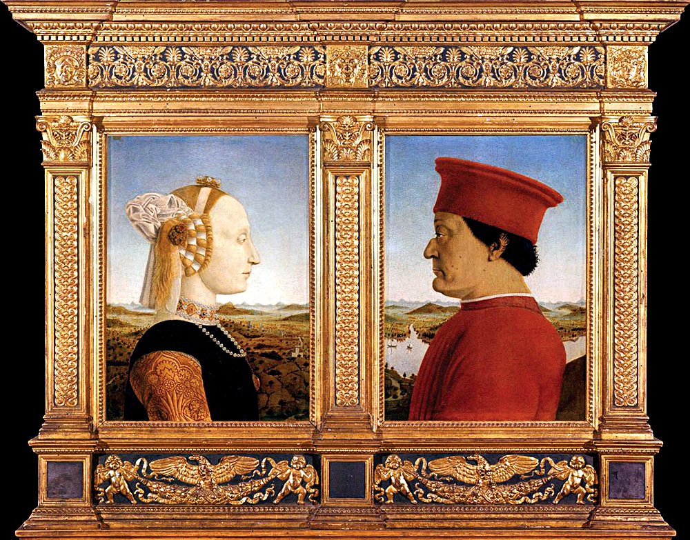 Пьеро делла Франческа. «Портрет Федериго да Монтефельтро и Баттисты Сфорца». 1465–1472. Фото: Galleria degli Uffizi