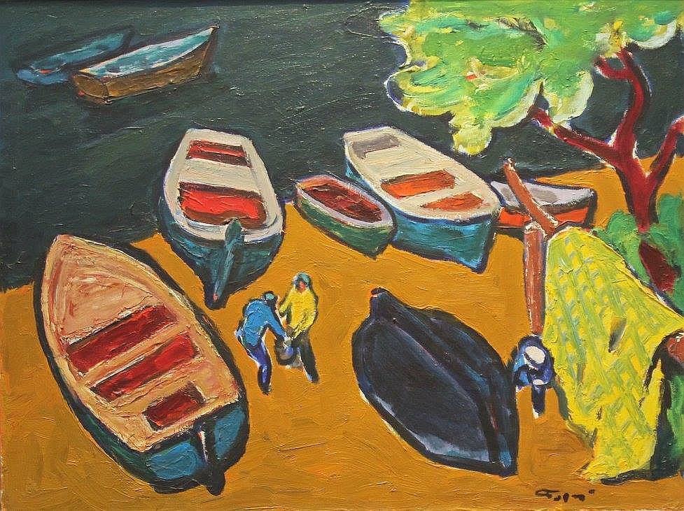 Иван Годлевский. "Окраска лодки". 1963 г.