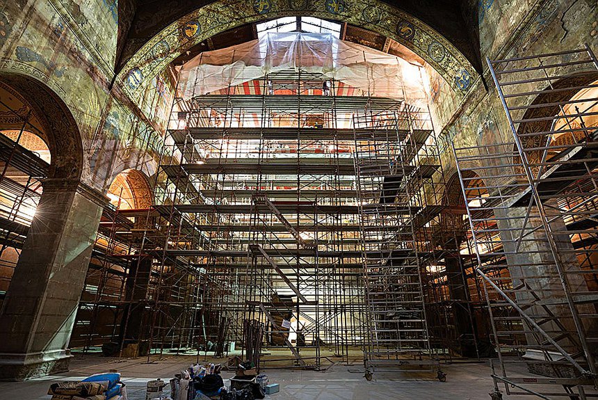 Первый этап восстановления Романского зала. Фото: Szépművészeti Múzeum