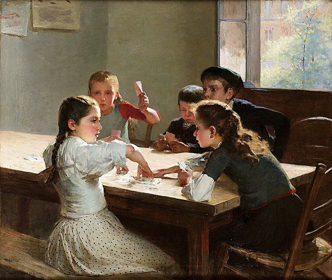 Хуго Сальмсон. «Интерьер с детьми, играющими в карты». Фото: Wikipedia Commo