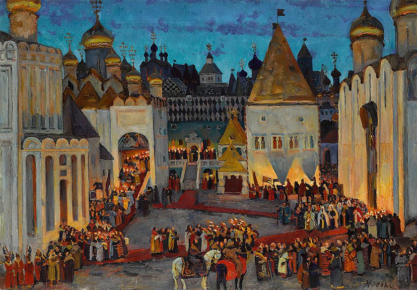 Константин Юон. «Ночь в Кремле накануне коронования царя Михаила Федоровича». 1914. Продано на Sotheby’s за £728 тыс. Фото: Sotheby’