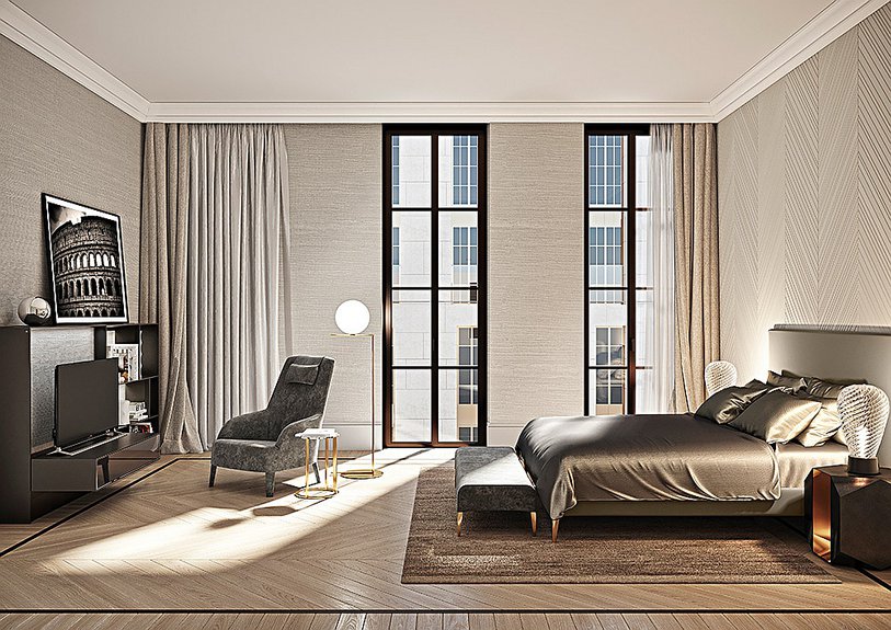Спальня одной из резиденций комплекса Bvlgari Hotel & Residences Bvlgari. Фото: Bvlgari