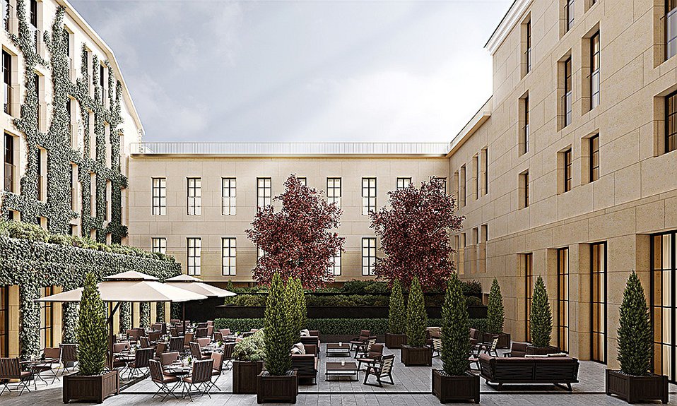Внутренний двор комплекса Bvlgari Hotel & Residences Bvlgari. Фото: Bvlgari