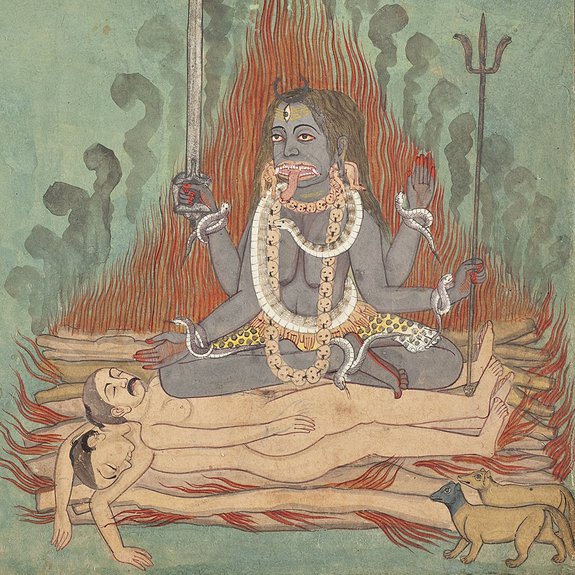 Боги Шива, Вишну и Брахма поклоняются Кали. Ок. 1740 г., школа Басоли. Фото: Музей искусства, Лос-Анджелес