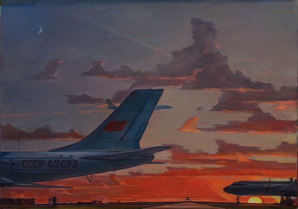 «Аэропорт» (1961) Георгия Нисского на выставке в Институте русского реалистического искусства (ИРРИ) в Москве. Фото: ИРРИ