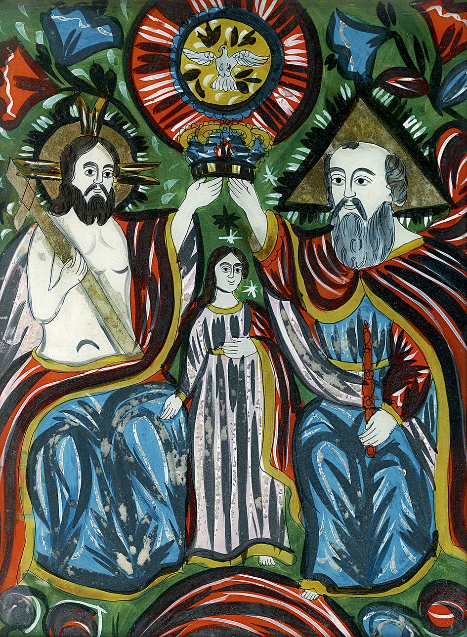 «Коронование Богоматери». Галиция. XIX в. Стекло, масло. Фото: Издательство Ивана Лимбаха