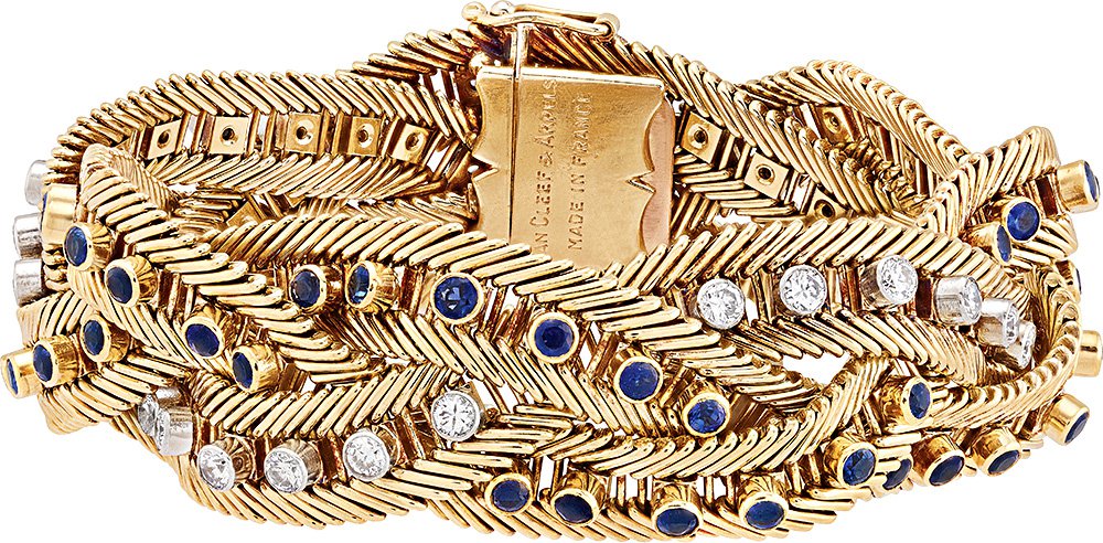 Браслет Jersey Natte. Золото, платина, сапфиры, бриллианты. Фото: Van Cleef & Arpels