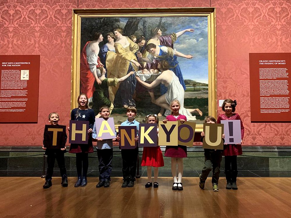Дети благодарят всех, кто помог собрать деньги на покупку «Нахождения Моисея» Орацио Джентилески. Фото: © The National Gallery, Londo