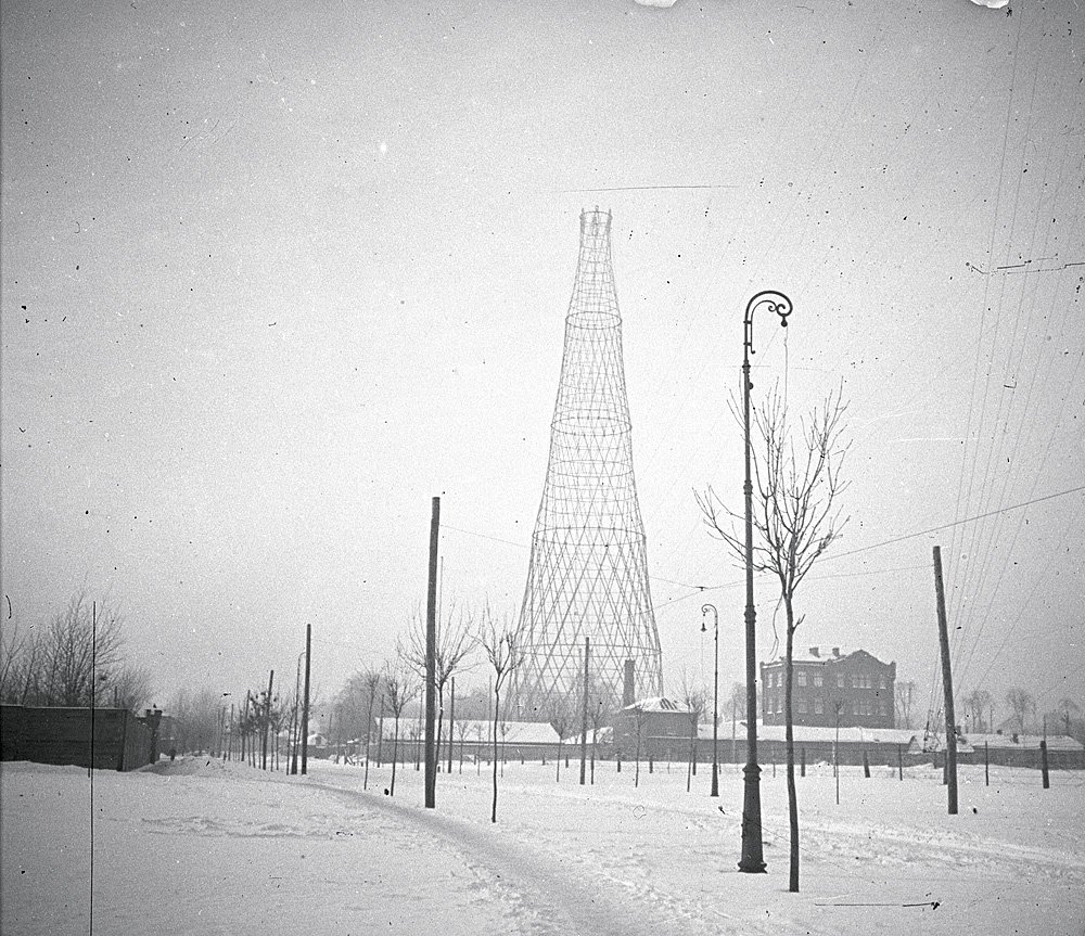 Шуховская башня с пятью секциями. Январь 1922 г. Фото: фонд «Шуховская башня»