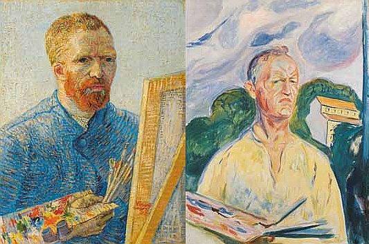 Винсент Ван Гог. Автопортрет художника. 1887–1888. / Эдвард Мунк. Автопортрет с палитрой. 1926
