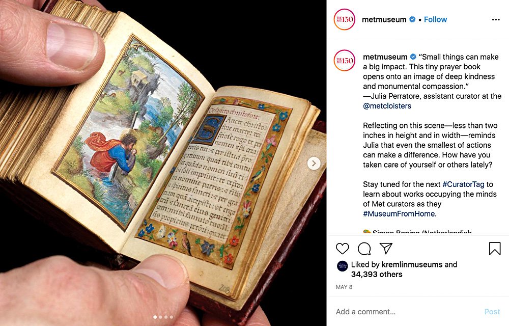 Instagram-аккаунт @Metmuseum (3,6 млн подписчиков). Фото: Instagram / @Metmuseum